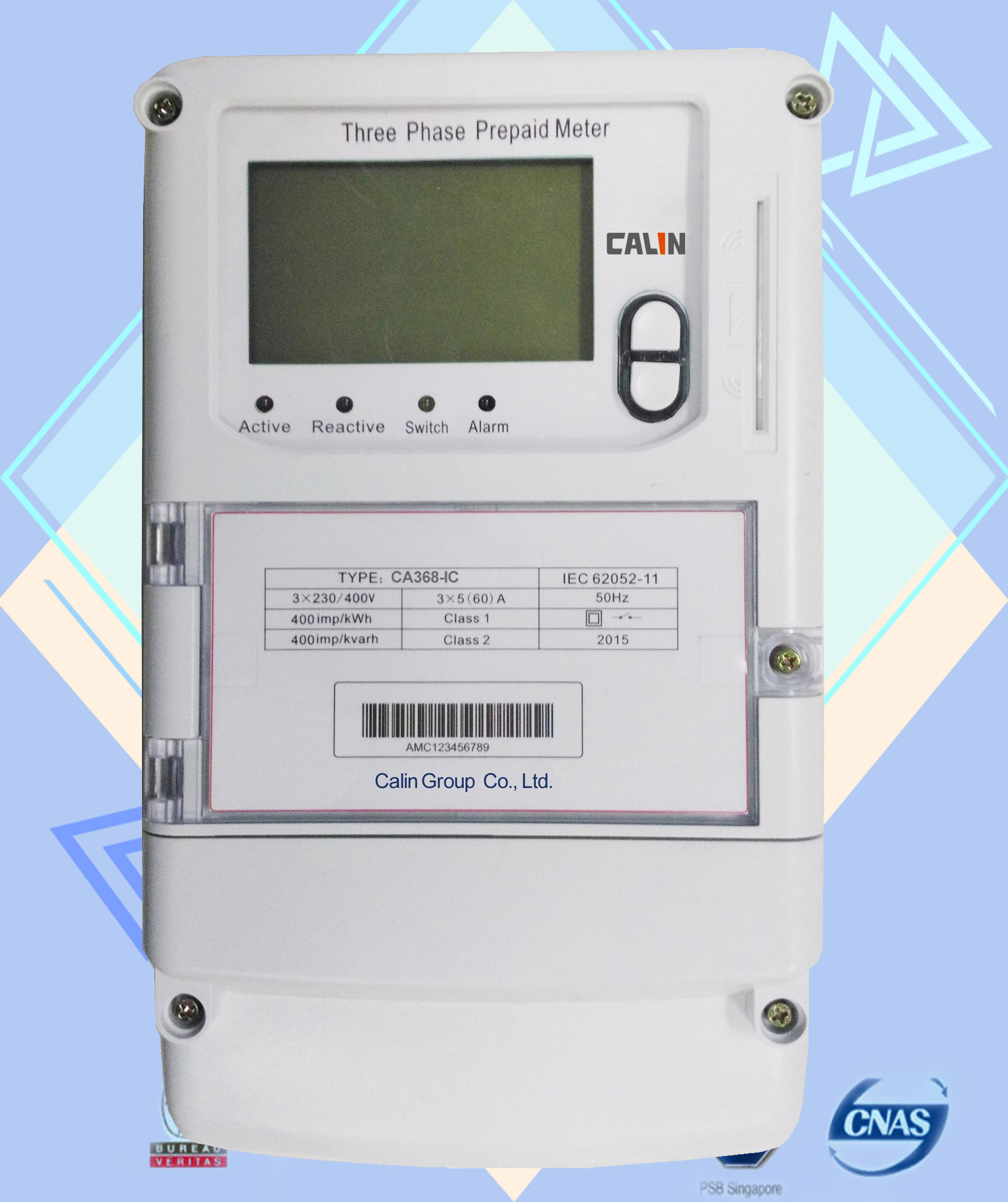 Thẻ trả trước IC thương mại điện Meter, tiêu chuẩn IEC Ba Pha năng lượng mét